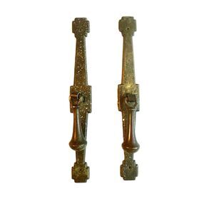 Mid Century Cabinet Drop Knobs with Backplates - Set of 2 - Hardware Vintage